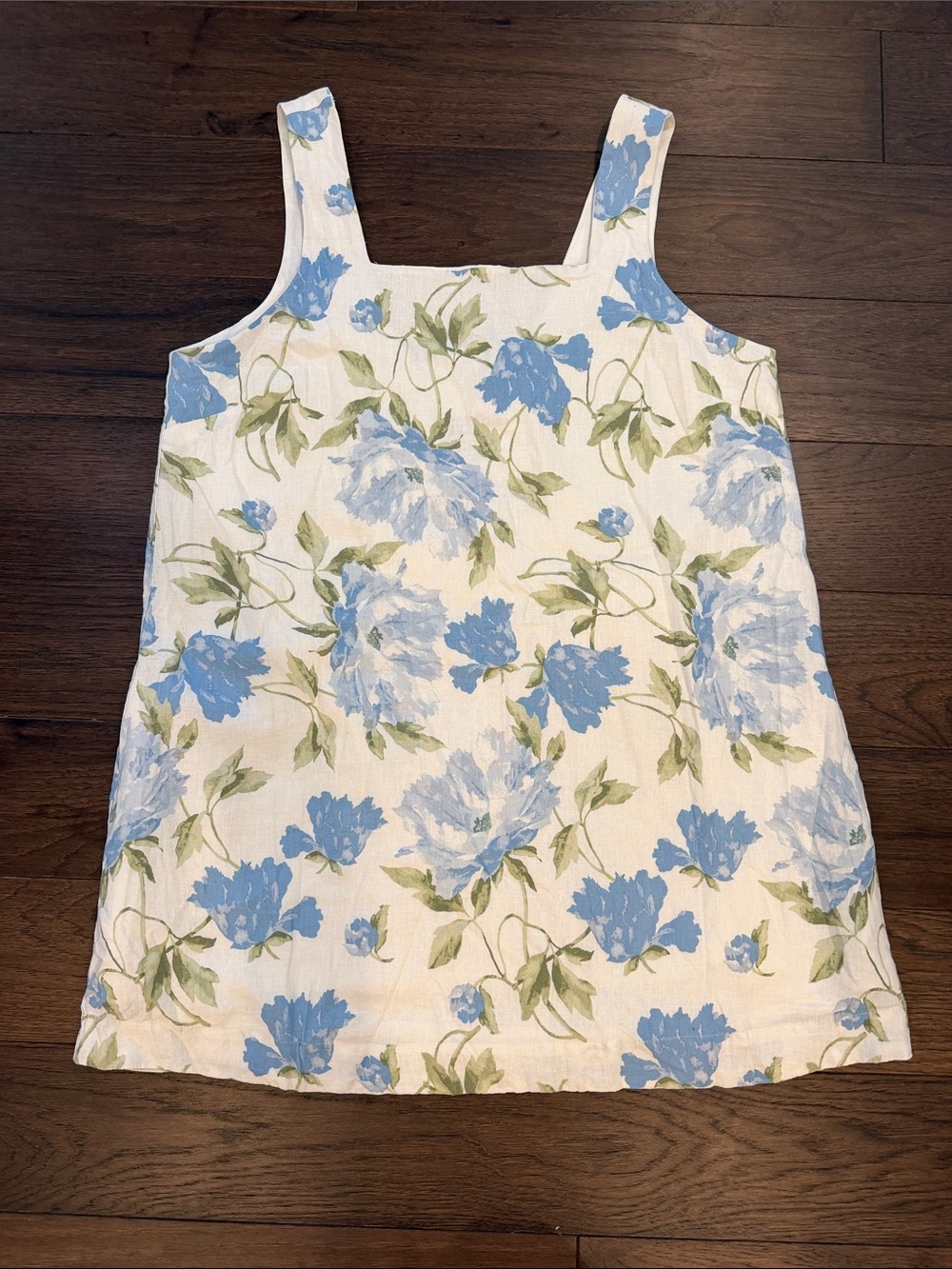 Laura Ashley Linen Blend Square Neck Open Back Mini Dress Size Large - C30-105
